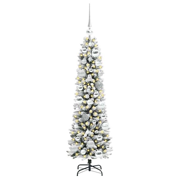 vidaXL Künstlicher Weihnachtsbaum mit 150 LEDs Grün und Weiß 120 cm