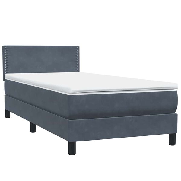 vidaXL Boxspringbett mit Matratze Dunkelgrau 80x210 cm Samt