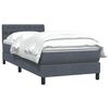 vidaXL Boxspringbett mit Matratze Dunkelgrau 80x220 cm Samt