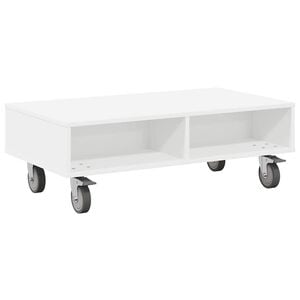 vidaXL Beistelltisch mit R&auml;dern Wei&szlig; 90 x 50 x 30 cm Holzwerkstoff