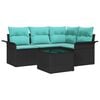 vidaXL Gartensofa-set mit Kissen 5 pcs Schwarz Poly-Rattan