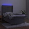 vidaXL Boxspringbett mit Matratze & LED Hellgrau 90x200 cm Samt
