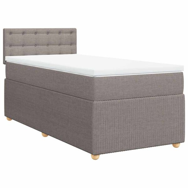 vidaXL Boxspringbett mit Matratze Taupe 80x200 cm Stoff