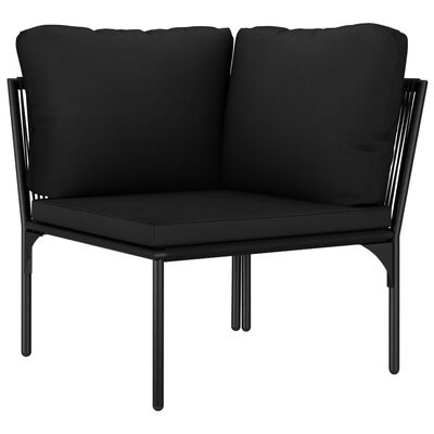 vidaXL 3-tlg. Garten-Lounge-Set mit Auflagen Schwarz PVC