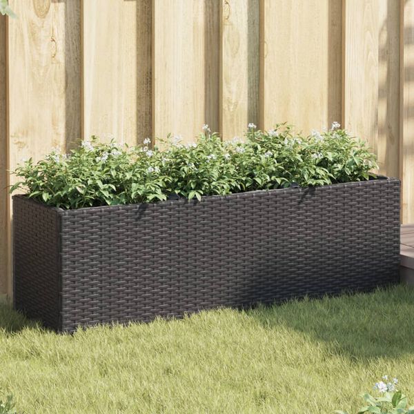 vidaXL Hochbeet mit 3 F&auml;chern Schwarz 105x30x32 cm Poly Rattan