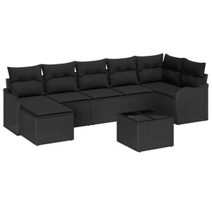 vidaXL Gartensofa-set Schwarz Poly-Rattan