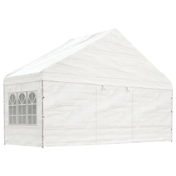 vidaXL Pavillon mit Dach Wei&szlig; 13,38x5,88x3,75 m Polyethylen
