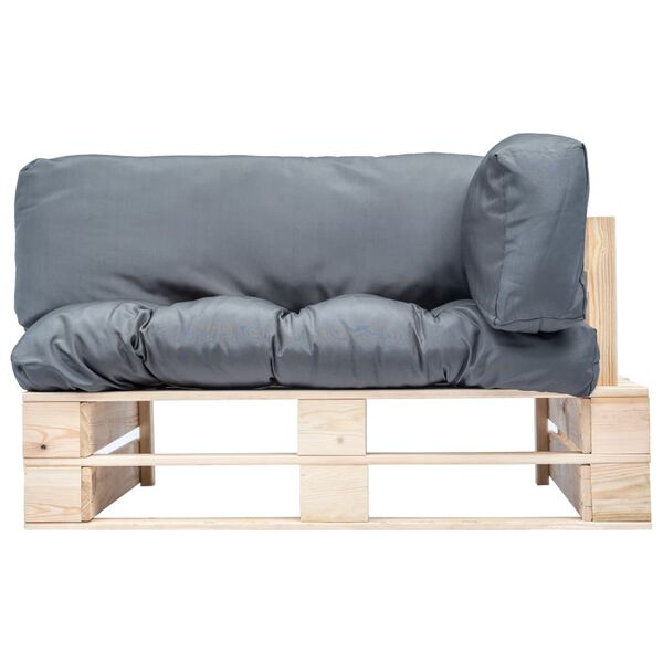 vidaXL Outdoor-Sofa Paletten mit Kissen in Grau Kiefernholz