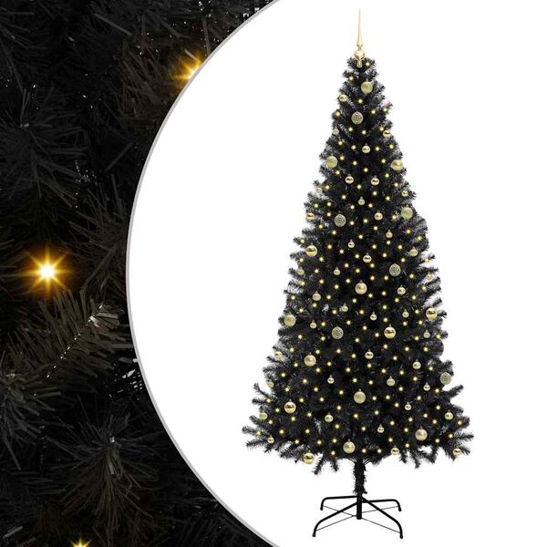 vidaXL Weihnachtsbaum mit 300 LEDs mit St&auml;nder Schwarz 240 cm PVC