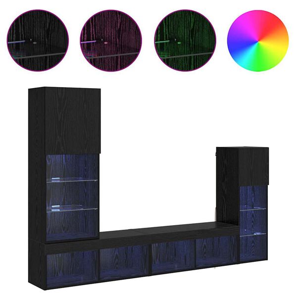 vidaXL TV-Wandger&auml;te 4 pcs Schwarz Eichen-Optik Holzwerkstoff