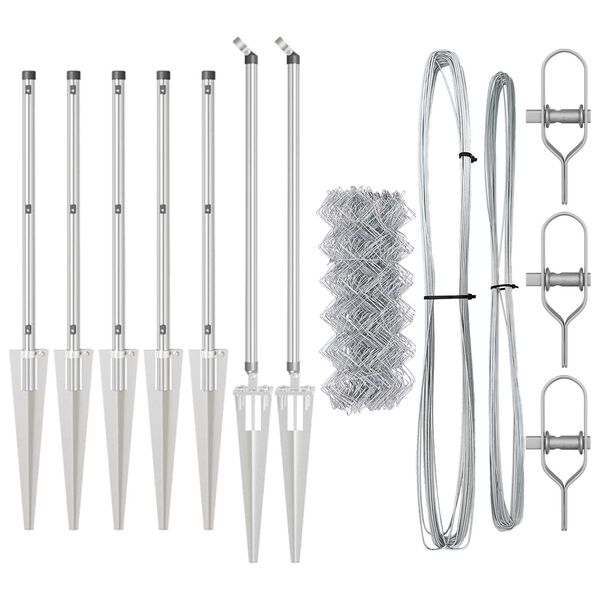 vidaXL Zaunpfosten Silber 10 x 0,4 m (60 x 60 mm Maschen) Stahl