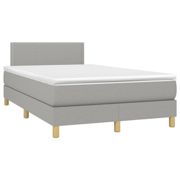 vidaXL Boxspringbett mit Matratze & LED Hellgrau 120x190 cm Stoff