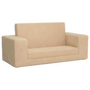vidaXL Kinder-Schlafsofa 2-Sitzer Creme Weicher Pl&uuml;sch