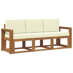 vidaXL Outdoor-Sofagarnitur mit Kissen 3 pcs Natur und Creme
