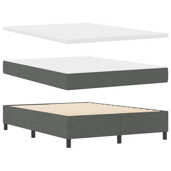 vidaXL Boxspringbett mit Matratze Dunkelgrau 140 x 190 cm Stoff