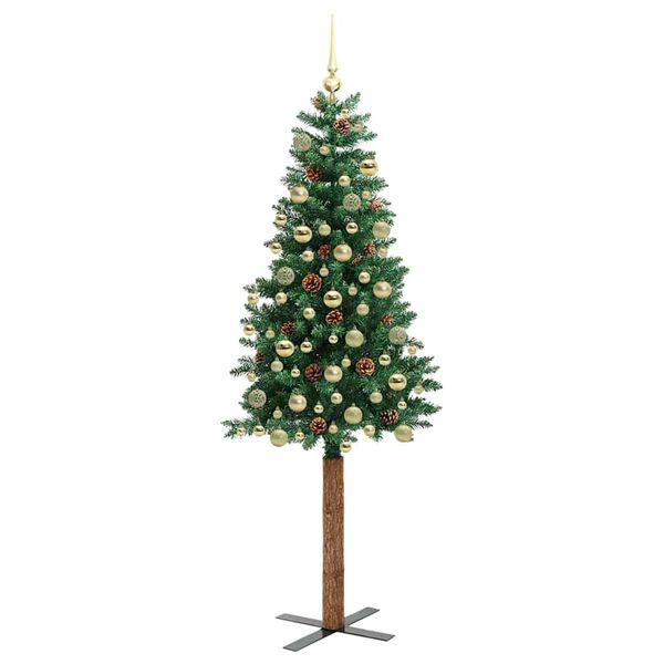vidaXL Schlanker Weihnachtsbaum mit 300 LEDs mit Ständer Grün 180 cm