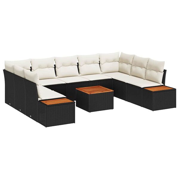 vidaXL Gartensofa-set mit Kissen 5 pcs Schwarz und Creme Polyrattan