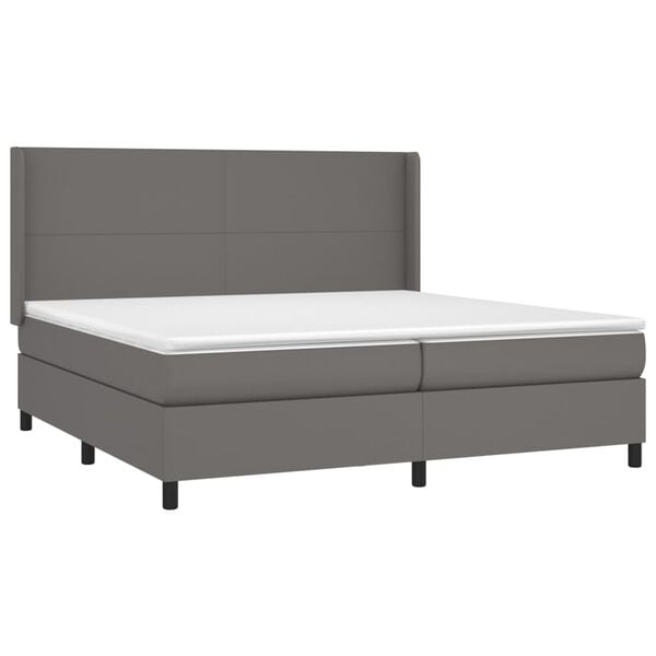 vidaXL Boxspringbett mit Matratze Grau 200x200 cm Kunstleder