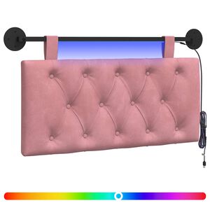 vidaXL H&auml;ngendes Kopfteil Mit LED Licht Rosa Samt