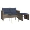 vidaXL 3-teiliges Gartensofa-Set mit Kissen, grau, Polyrattan