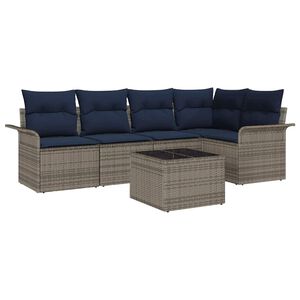 vidaXL Gartensofa-set 6 stk. Grau Poly-Rattan