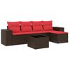 vidaXL 6-teiliges Gartensofa-Set mit Kissen, braun, Polyrattan