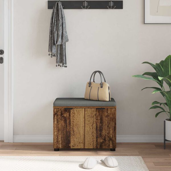 vidaXL Flurbank mit Kissen mit Speicher Altholz 60 x 38 x 46 cm