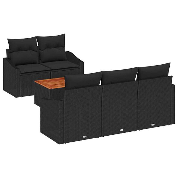 vidaXL Gartensofa-set mit Speicher 6 pcs Schwarz Poly-Rattan