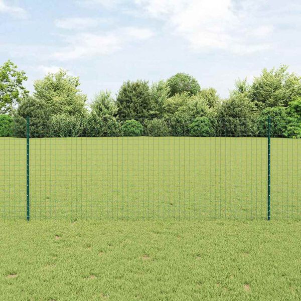 vidaXL Zaun mit Pfosten Gr&uuml;n 1 x 25 m Stahl und PVC
