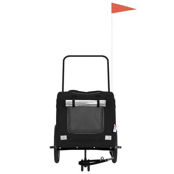 vidaXL Fahrradanhänger Hunde Schwarz Oxford-Gewebe und Eisen