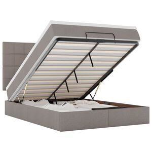 vidaXL Ottoman-Bett mit Matratze & LEDs Taupe 140x190 cm Stoff