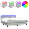 vidaXL Boxspringbett mit Matratze & LED Hellgrau 200x210 cm Samt