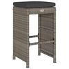 vidaXL Garten-Barhocker mit Kissen 4 Stk. Grau Poly Rattan