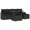 vidaXL Gartensofa-set mit Kissen 6 pcs Schwarz Poly-Rattan