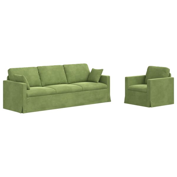vidaXL Sofa Set 2 pcs Hellgr&uuml;n 228 x 78 x 80 cm Samt