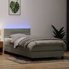 vidaXL Boxspringbett mit Matratze & LED Hellgrau 100x220 cm Samt