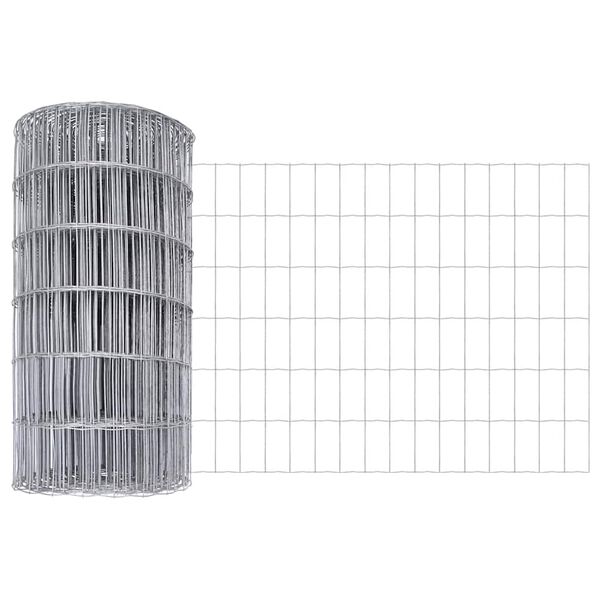 vidaXL Eurozaun Silber 0,6 x 50 m Feuerverzinktes Eisen