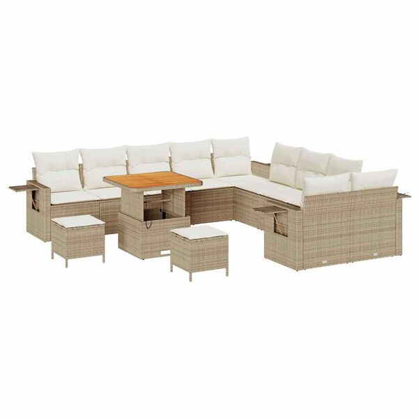 vidaXL Garten-Sofa-Set 13 pcs Beige Poly-Rattan