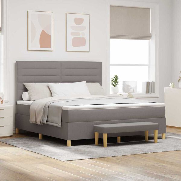 vidaXL Boxspringbett mit Matratze Taupe 180 x 200 cm Stoff