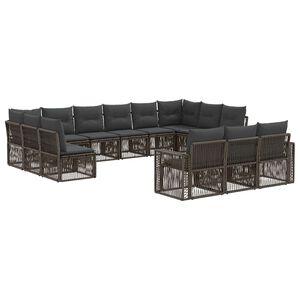 vidaXL Gartensofa-set 13 pcs Grau und Dunkelgrau Poly-Rattan