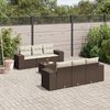 vidaXL 7-tlg. Garten-Sofagarnitur mit Kissen Braun Poly Rattan