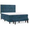 vidaXL Boxspringbett mit Matratze Dunkelblau 140x190 cm Samt
