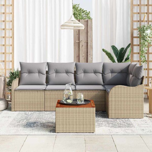 vidaXL Garten-Sofa-Set 6 pcs Beige und Hellgrau