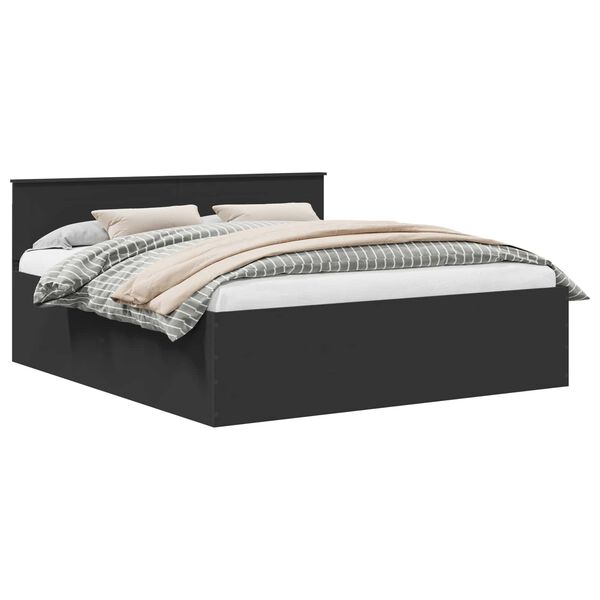 vidaXL Bettrahmen mit Kopfteil Schwarz 200 x 200 cm Holzwerkstoff