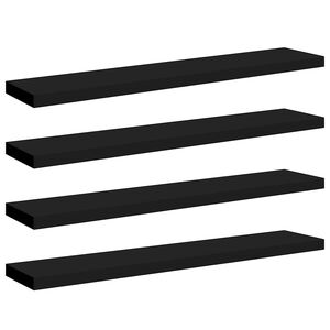 vidaXL Schweberegale 4 Stk. Schwarz 120x23,5x3,8 cm MDF