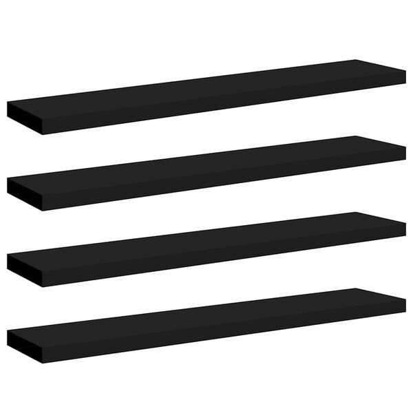 vidaXL Schweberegale 4 Stk. Schwarz 120x23,5x3,8 cm MDF