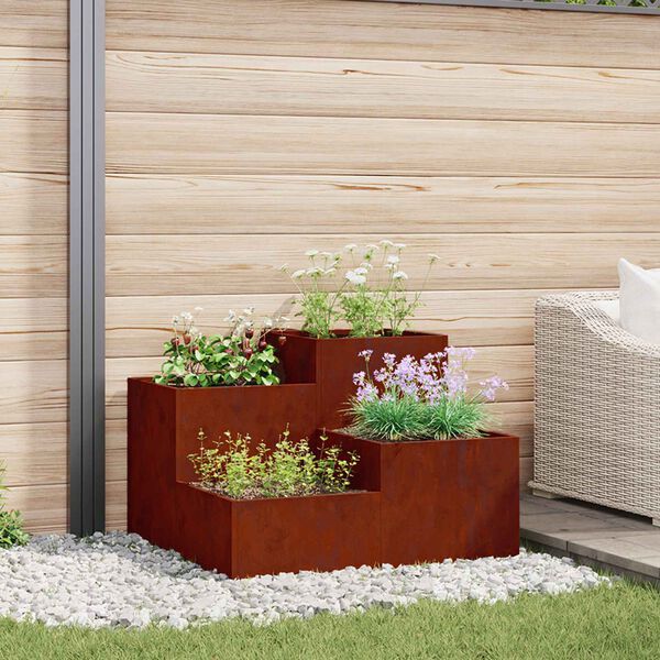 vidaXL Gartenblumentopf Rostig 80 x 80 x 60 cm Wetterfeststahl
