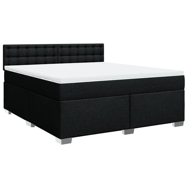 vidaXL Boxspringbett mit Matratze Schwarz 180x200 cm Stoff