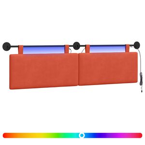 vidaXL H&auml;ngendes Kopfteil Mit LED Licht Rot-Orange Cordstoff