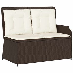 vidaXL Gartenbank mit Kissen Schwarz und Cremewei&szlig; Poly-Rattan